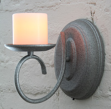 Antique Pewter Single Arm Battery Wall Sconce